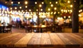 Empty wooden table in the restaurant, design space Royalty Free Stock Photo