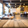 Empty wooden table in the restaurant, design space Royalty Free Stock Photo
