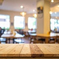 Empty wooden table in the restaurant, design space Royalty Free Stock Photo