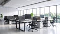 Empty Workstations with Ergonomic Chairs and Matte Partitions Royalty Free Stock Photo