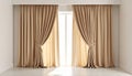 Soft Beige Curtains Slightly Open with Morning Light Royalty Free Stock Photo