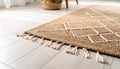 Close-Up of Natural Fiber Rug Corner on Wooden Floor Royalty Free Stock Photo