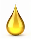 Drop of golden oily liquid on white background. Royalty Free Stock Photo