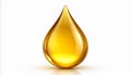 Drop of golden oily liquid on white background. Royalty Free Stock Photo