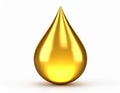 Drop of golden oily liquid on white background. Royalty Free Stock Photo