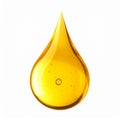 Drop of golden oily liquid on white background. Royalty Free Stock Photo