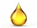 Drop of golden oily liquid on white background. Royalty Free Stock Photo
