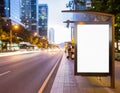Blank Billboard at Night Bus Stop Royalty Free Stock Photo