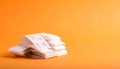 Neatly arranged pile of receipts on matte pastel orange gradient background Royalty Free Stock Photo