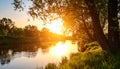 Picturesque view of beautiful sunset on riverside Royalty Free Stock Photo