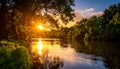 Picturesque view of beautiful sunset on riverside Royalty Free Stock Photo