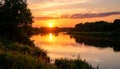 Picturesque view of beautiful sunset on riverside Royalty Free Stock Photo