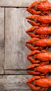 Delicious boiled crayfishes on wooden table, top view Royalty Free Stock Photo