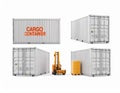 Cargo Container, Forklift, Shipping, Logistics, Boxes, 3D Render, Freight, Transportation, Warehouse Royalty Free Stock Photo
