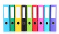 Many bright office folders isolated on white Royalty Free Stock Photo