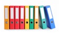 Many bright office folders isolated on white Royalty Free Stock Photo