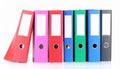 Many bright office folders isolated on white Royalty Free Stock Photo