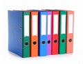 Many bright office folders isolated on white Royalty Free Stock Photo