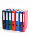 Many bright office folders isolated on white Royalty Free Stock Photo