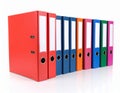 Many bright office folders isolated on white Royalty Free Stock Photo