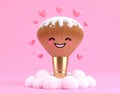 Cute Cartoon Makeup Brush with Hearts on Pink Background Royalty Free Stock Photo