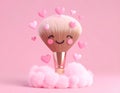 Cute Kawaii Makeup Brush with Pink Hearts Royalty Free Stock Photo