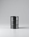 Single miniature oil barrel in corner on soft gray gradient background Royalty Free Stock Photo