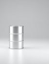 Single miniature oil barrel in corner on soft gray gradient background Royalty Free Stock Photo