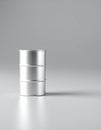 Single miniature oil barrel in corner on soft gray gradient background Royalty Free Stock Photo