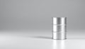 Single miniature oil barrel in corner on soft gray gradient background Royalty Free Stock Photo