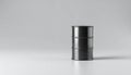 Single miniature oil barrel in corner on soft gray gradient background Royalty Free Stock Photo