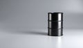 Single miniature oil barrel in corner on soft gray gradient background Royalty Free Stock Photo