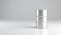 Single miniature oil barrel in corner on soft gray gradient background Royalty Free Stock Photo