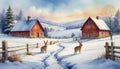 Rabbit in winterlandscape cartoon Royalty Free Stock Photo
