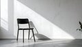 Contemporary interior white plaster wall black metal chair minimal design Royalty Free Stock Photo