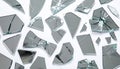 Shards of broken mirror on white background, top view Royalty Free Stock Photo