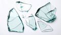 Shards of broken mirror on white background, top view Royalty Free Stock Photo