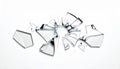 Shards of broken mirror on white background, top view Royalty Free Stock Photo