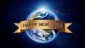 Generated image Die Erde aus dem All gesehen mit Banderole und NeujahrsgruÃ Royalty Free Stock Photo