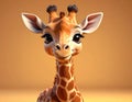 Generated image Bimbi style 3D giraffe illustration with a smooth and beautiful appearance. Royalty Free Stock Photo