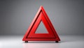 Bold red warning triangle icon on matte gray background centered Royalty Free Stock Photo