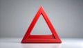 Bold red warning triangle icon on matte gray background centered Royalty Free Stock Photo