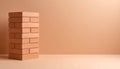 Smooth matte beige background with single brick in corner, minimal construction motif Royalty Free Stock Photo