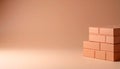 Smooth matte beige background with single brick in corner, minimal construction motif Royalty Free Stock Photo
