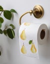 Pear Print Toilet Paper Roll. Concept of Fiber Intake and Healthy Bowel Movement Royalty Free Stock Photo