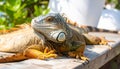 Iguana basking in the sun. Animals of tropical countries. Royalty Free Stock Photo
