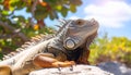 Iguana basking in the sun. Animals of tropical countries. Royalty Free Stock Photo