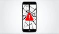 Broken Smartphone Screen with Warning Error Symbol Royalty Free Stock Photo