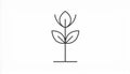 generated using AI.Minimalist line drawing of a stylized plant. Features include a single vertical stem with two symmetrical, Royalty Free Stock Photo