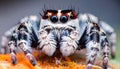 Phidippus regius Rastafari jumping spider front view the family Salticidae animal Royalty Free Stock Photo